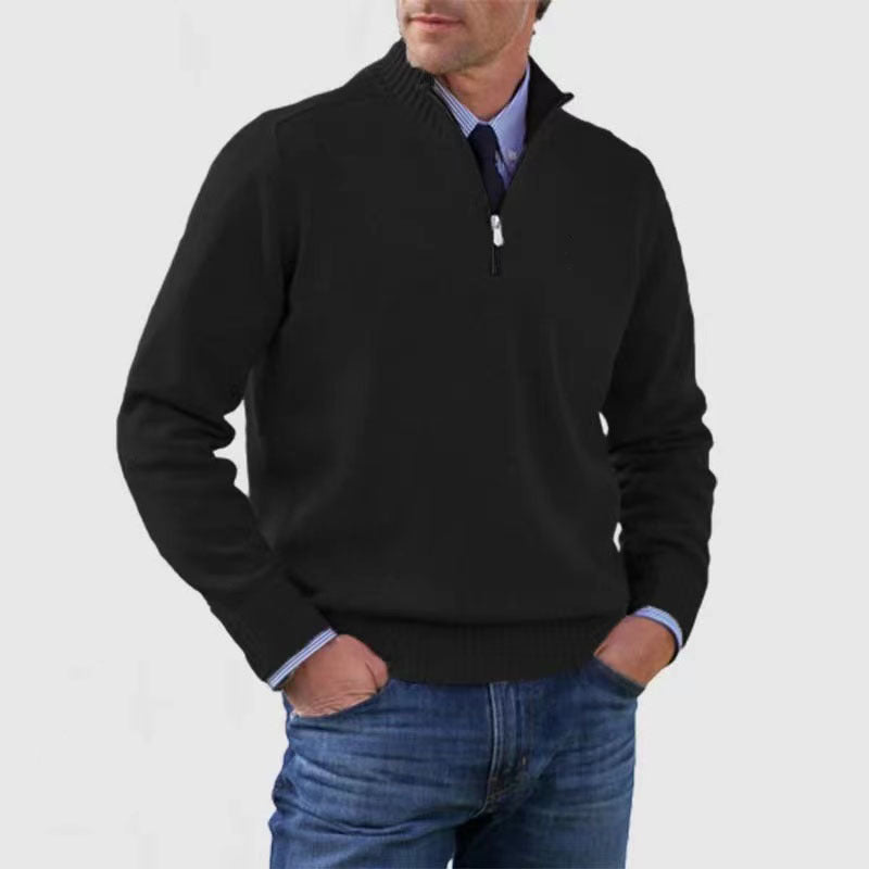 Men's Stand Collar Zipper Sweater