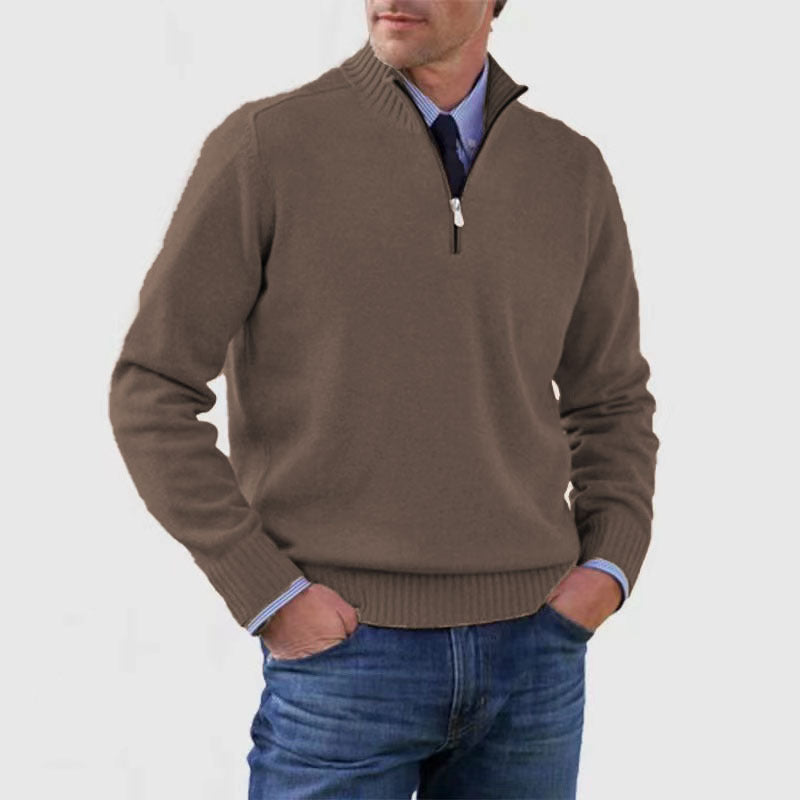 Men's Stand Collar Zipper Sweater