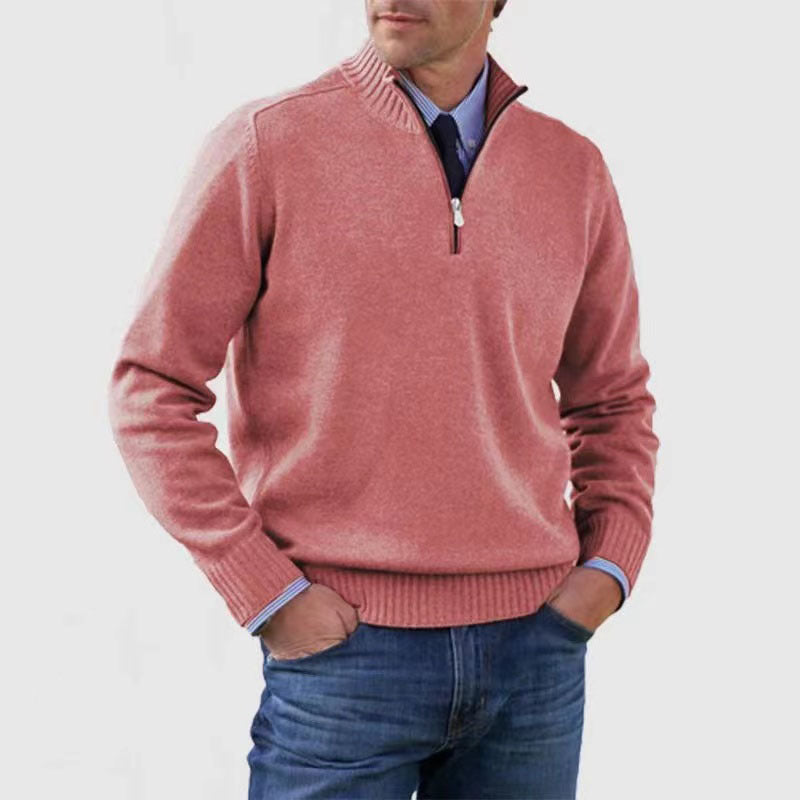 Men's Stand Collar Zipper Sweater