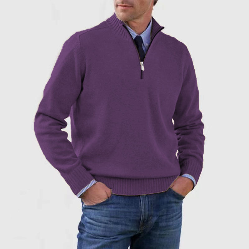 Men's Stand Collar Zipper Sweater