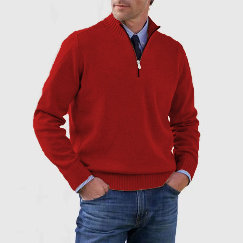 Men's Stand Collar Zipper Sweater