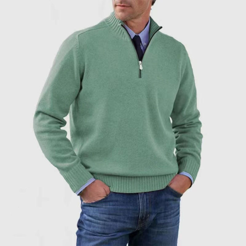 Men's Stand Collar Zipper Sweater