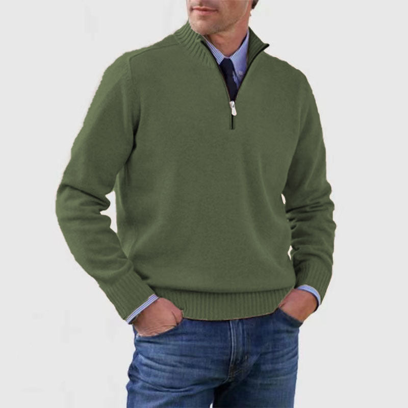 Men's Stand Collar Zipper Sweater