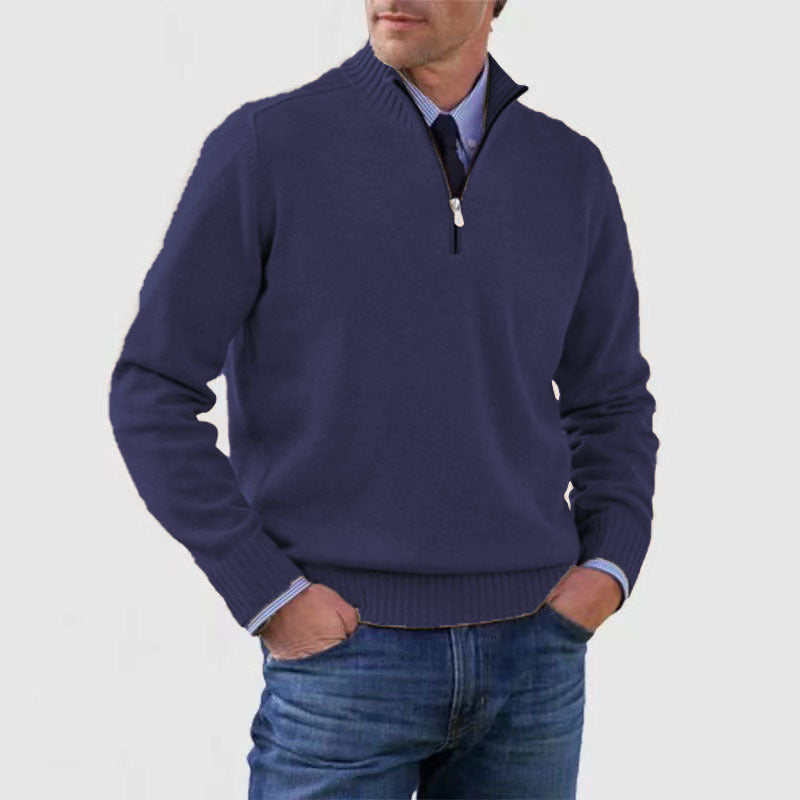 Men's Stand Collar Zipper Sweater