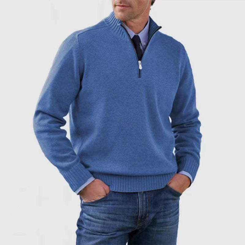 Men's Stand Collar Zipper Sweater