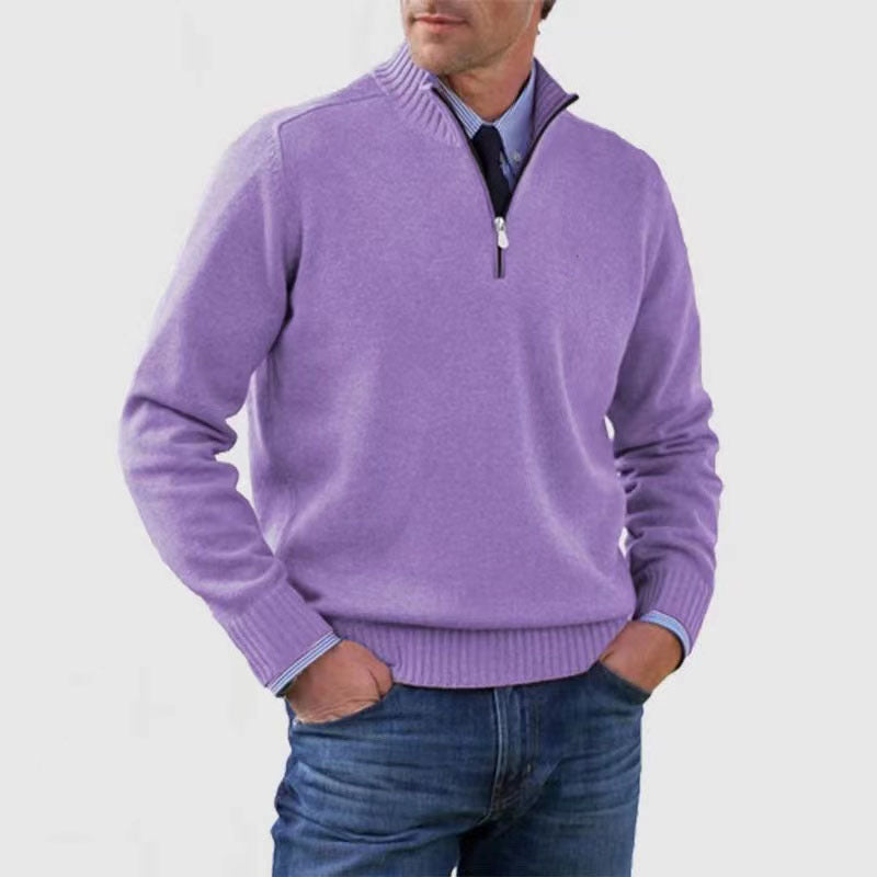 Men's Stand Collar Zipper Sweater
