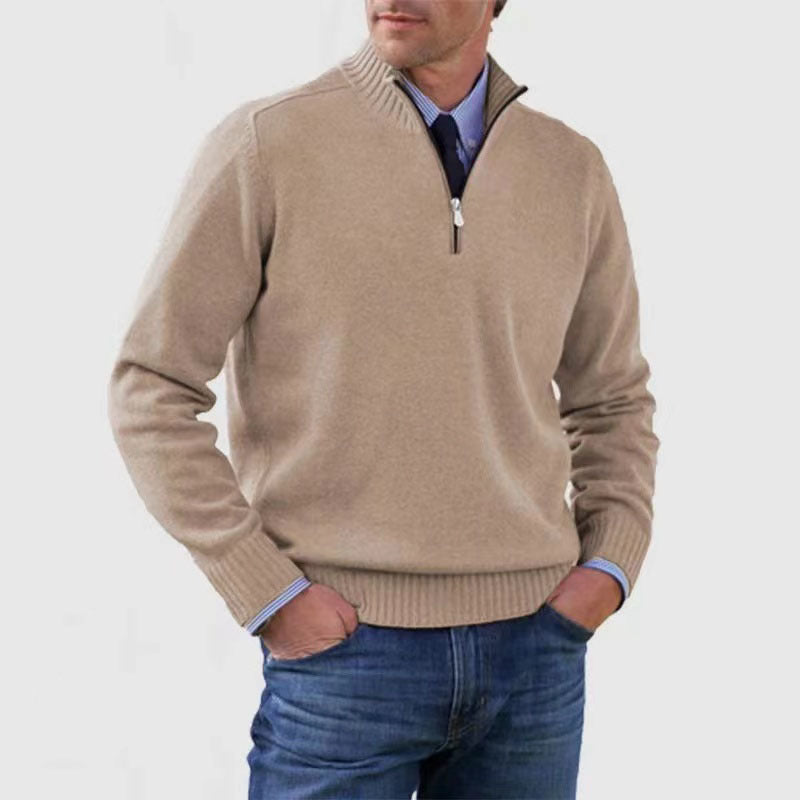 Men's Stand Collar Zipper Sweater