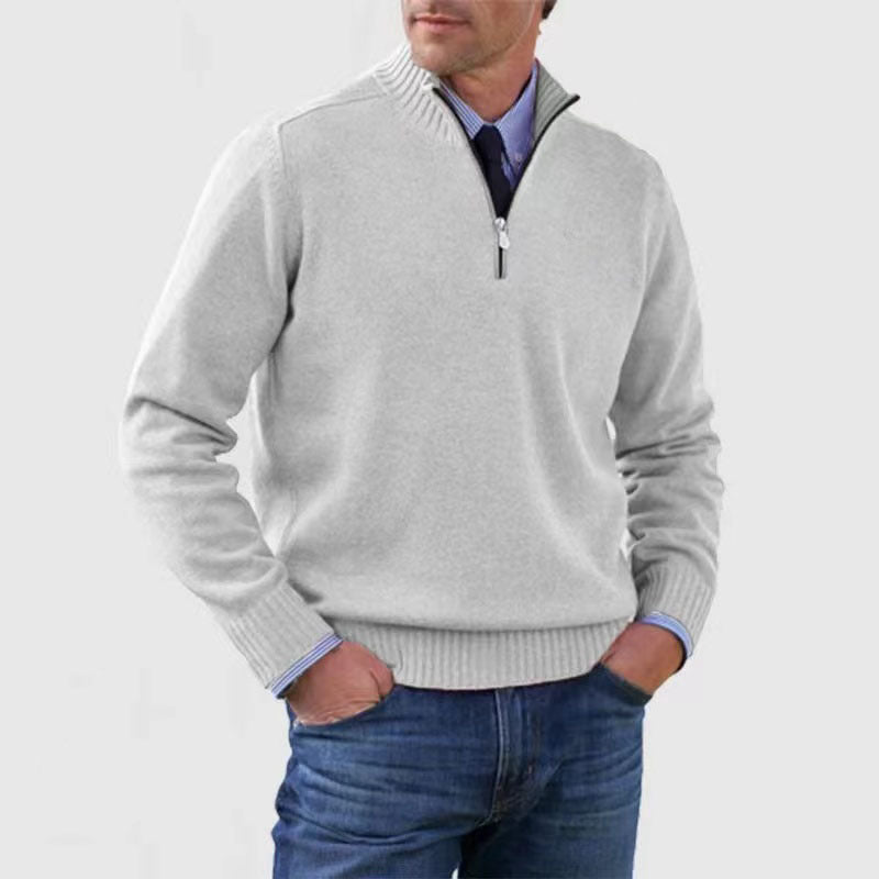 Men's Stand Collar Zipper Sweater