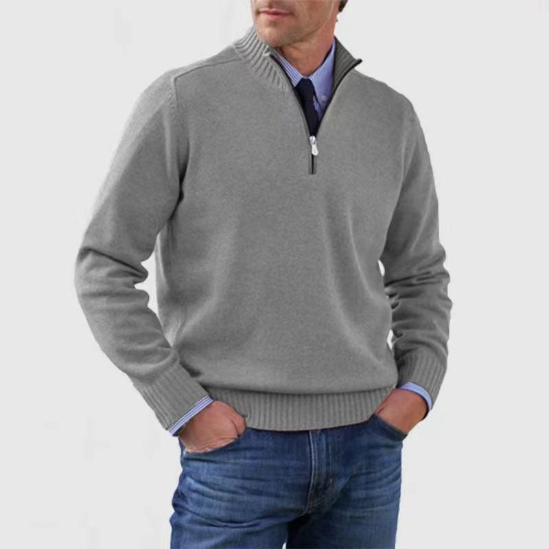 Men's Stand Collar Zipper Sweater